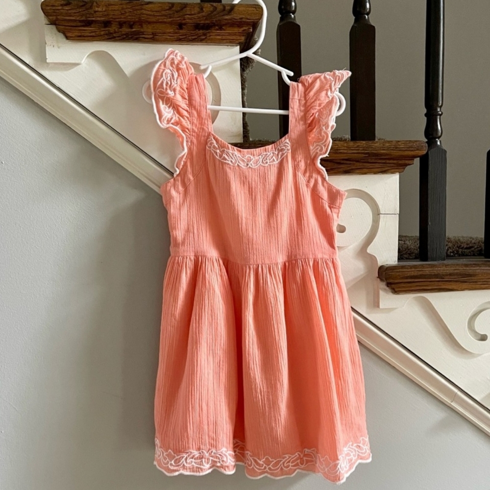 Janie and Jack Coral Pink Dress with White Trim